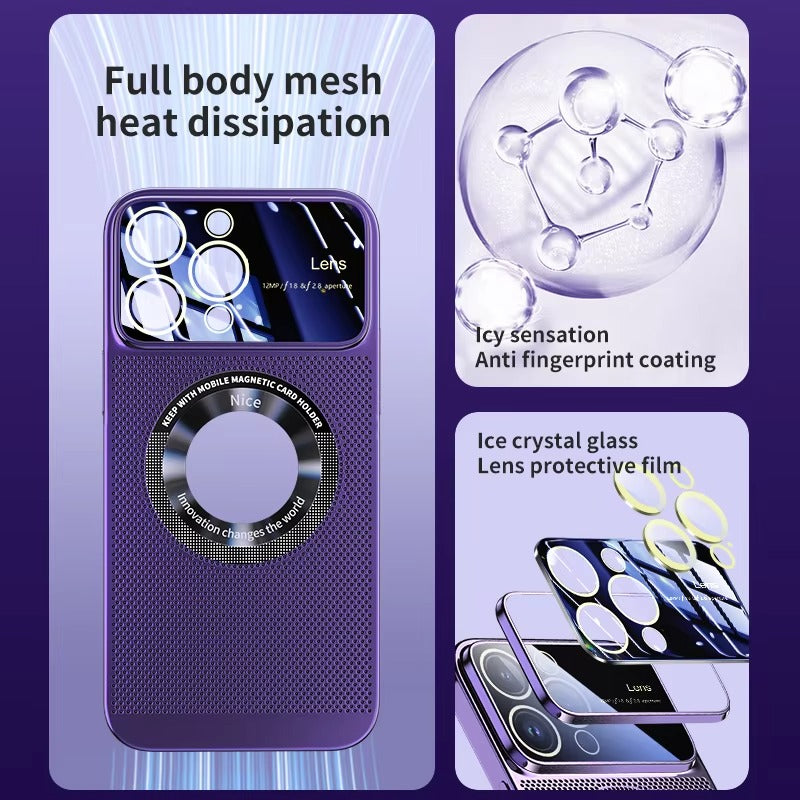 Premium iPhone Case MagSafe Compatible Magnetic Protective Cover Cooling Mesh Back Shockproof PC TPU Frame Camera Lens Protection Ultra Thin Full Protection