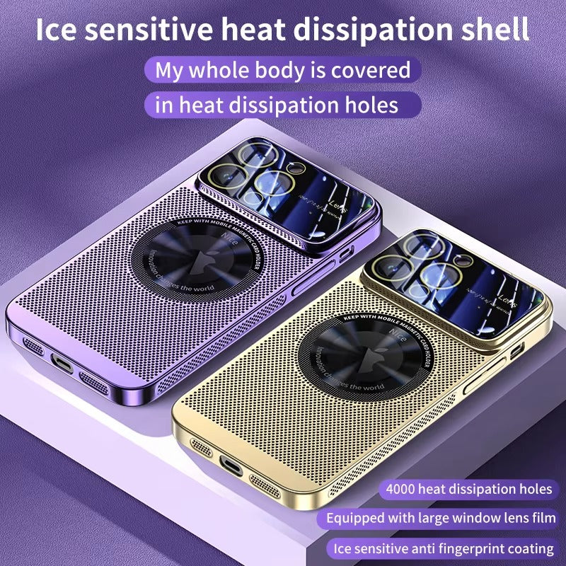 Premium iPhone Case MagSafe Compatible Magnetic Protective Cover Cooling Mesh Back Shockproof PC TPU Frame Camera Lens Protection Ultra Thin Full Protection