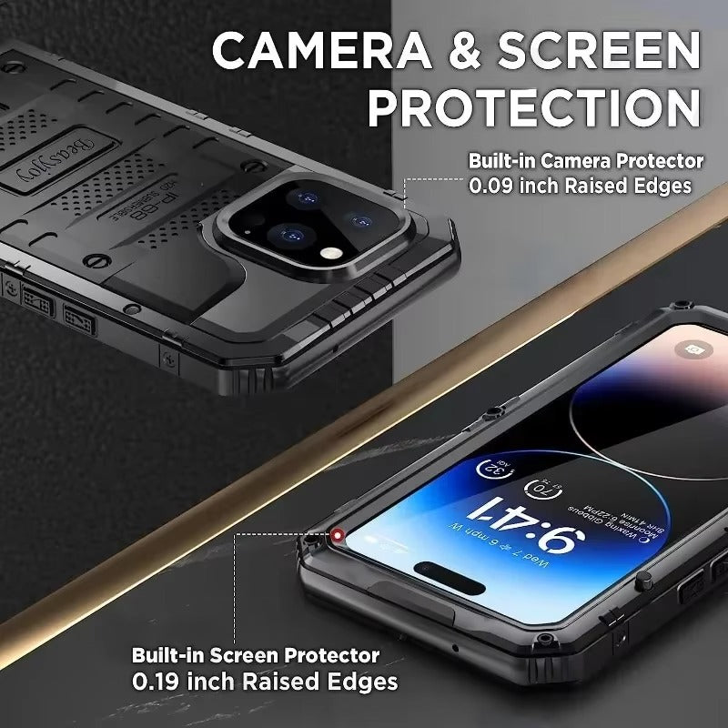 Premium iPhone Case MagSafe Compatible Magnetic Protective Cover IP68 Waterproof Aluminum Armor Frame Shockproof Full Body Protection Camera Lens Guard Rugged Design