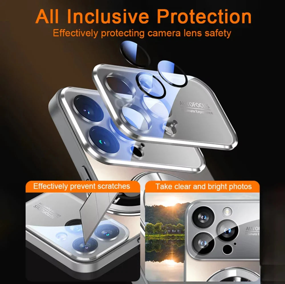 Premium iPhone Case MagSafe Compatible Magnetic Protective Cover Metallic Matte PC TPU Back Shockproof Camera Lens Protection Ultra Thin Full Protection