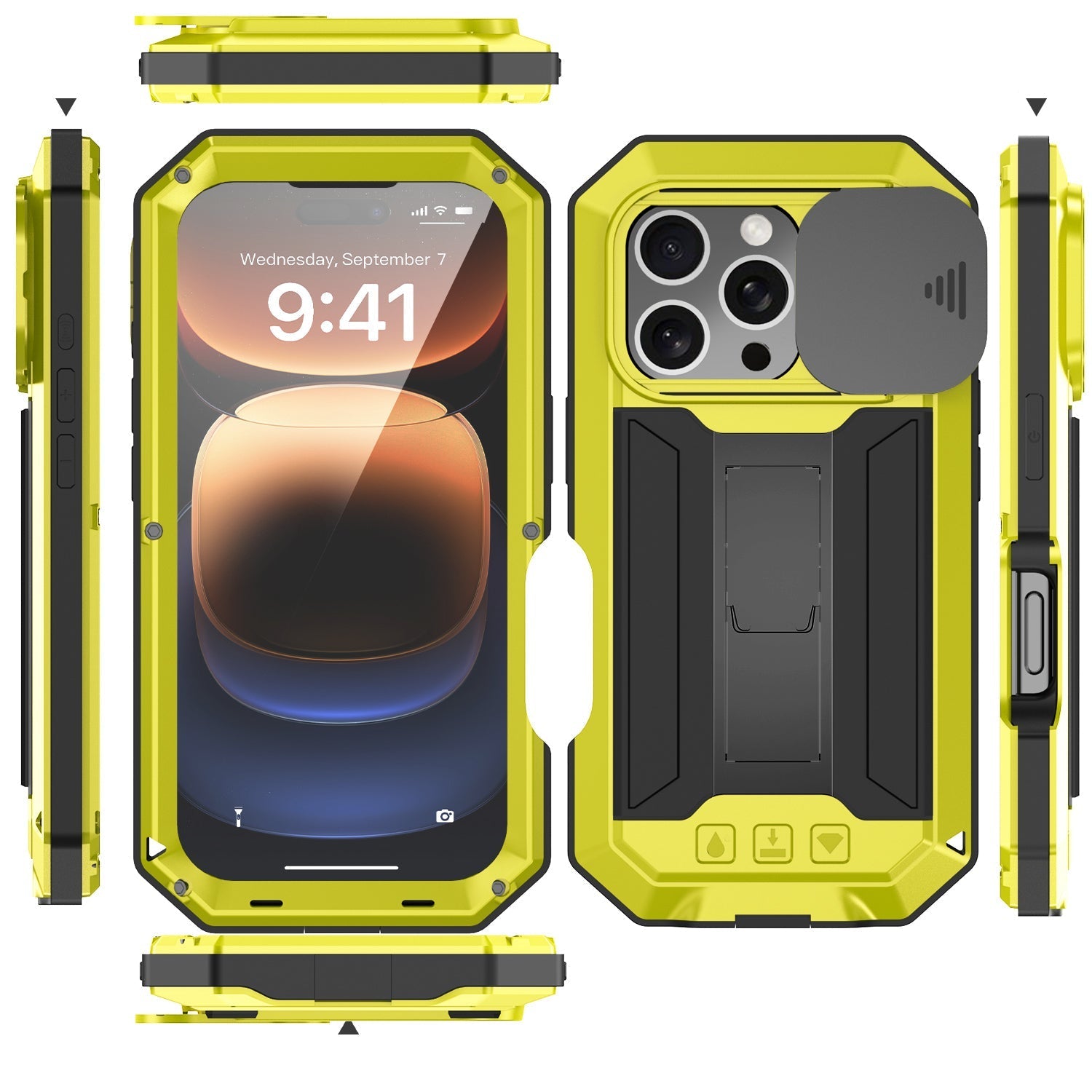 Premium iPhone Case MagSafe Compatible Magnetic Protective Cover Military Heavy Duty Metal Armor Full Body Hybrid Design Slide Camera Cover Tempered Glass Screen Shockproof Waterproof Rugged Design