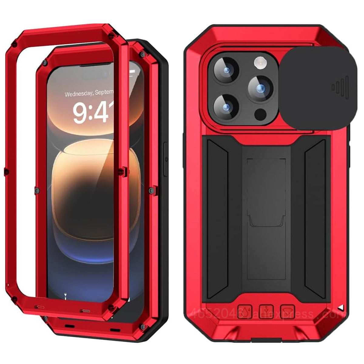 Premium iPhone Case MagSafe Compatible Magnetic Protective Cover Military Heavy Duty Metal Armor Full Body Hybrid Design Slide Camera Cover Tempered Glass Screen Shockproof Waterproof Rugged Design