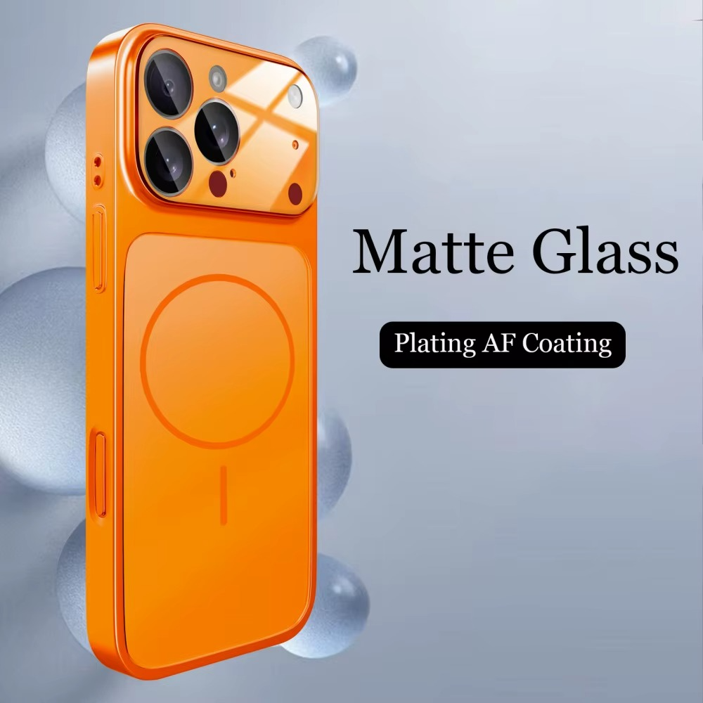 Premium iPhone Case MagSafe Compatible Magnetic Protective Cover Nano Matte Glass Back Shockproof Armor Frame Camera Lens Protection Ultra Thin Full Protection
