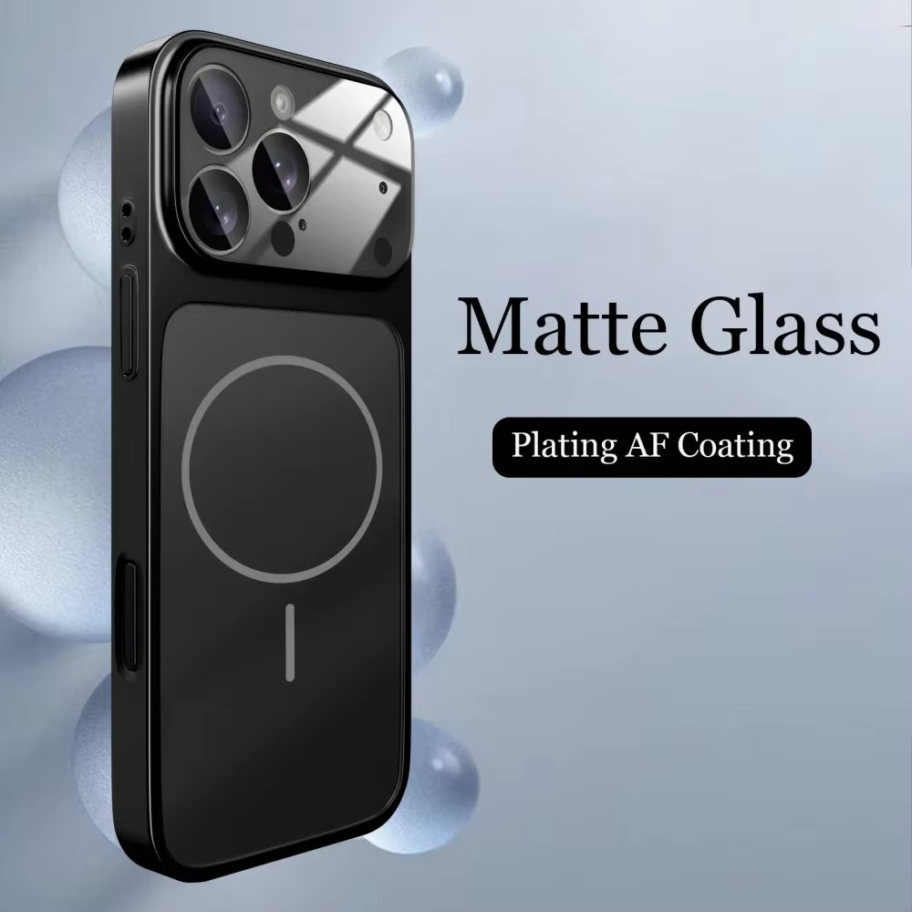 Premium iPhone Case MagSafe Compatible Magnetic Protective Cover Nano Matte Glass Back Shockproof Armor Frame Camera Lens Protection Ultra Thin Full Protection