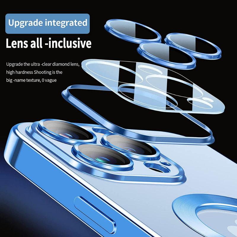 Premium iPhone Case MagSafe Compatible Magnetic Protective Cover Plating Frame TPU Shockproof Design Camera Lens Protection Slim Durable Finish