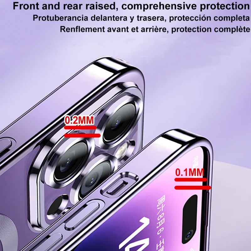 Premium iPhone Case MagSafe Compatible Magnetic Protective Cover Plating Frame TPU Shockproof Design Camera Lens Protection Slim Durable Finish