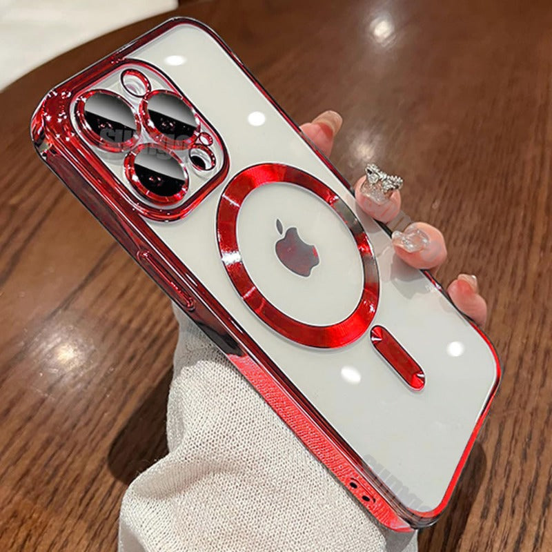 Premium iPhone Case MagSafe Compatible Magnetic Protective Cover Plating Frame TPU Shockproof Design Camera Lens Protection Slim Durable Finish