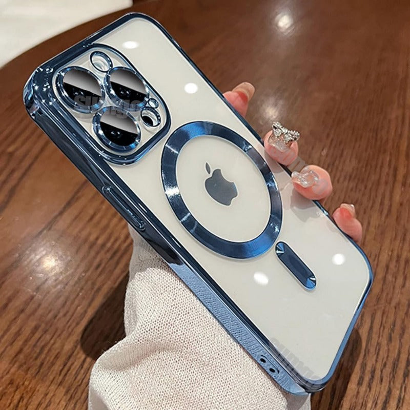 Premium iPhone Case MagSafe Compatible Magnetic Protective Cover Plating Frame TPU Shockproof Design Camera Lens Protection Slim Durable Finish