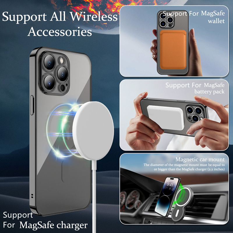 Premium iPhone Case MagSafe Compatible Magnetic Protective Cover Plating Frame TPU Shockproof Design Camera Lens Protection Slim Durable Finish