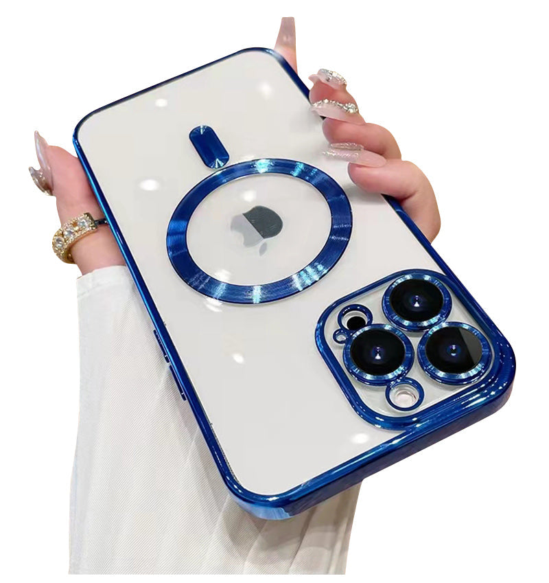 Premium iPhone Case MagSafe Compatible Magnetic Protective Cover Plating Frame TPU Shockproof Design Camera Lens Protection Slim Durable Finish