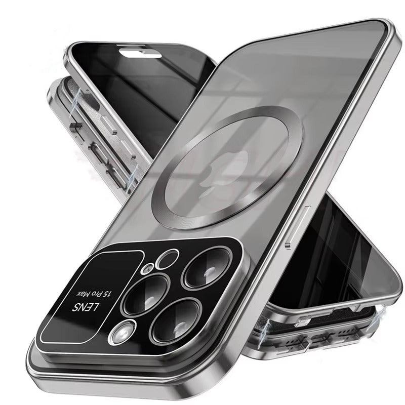 Premium iPhone Case MagSafe Compatible Magnetic Protective Cover Privacy Screen Frosted Glass Back Anti Spy Shockproof Full Protection Ultra Thin Design