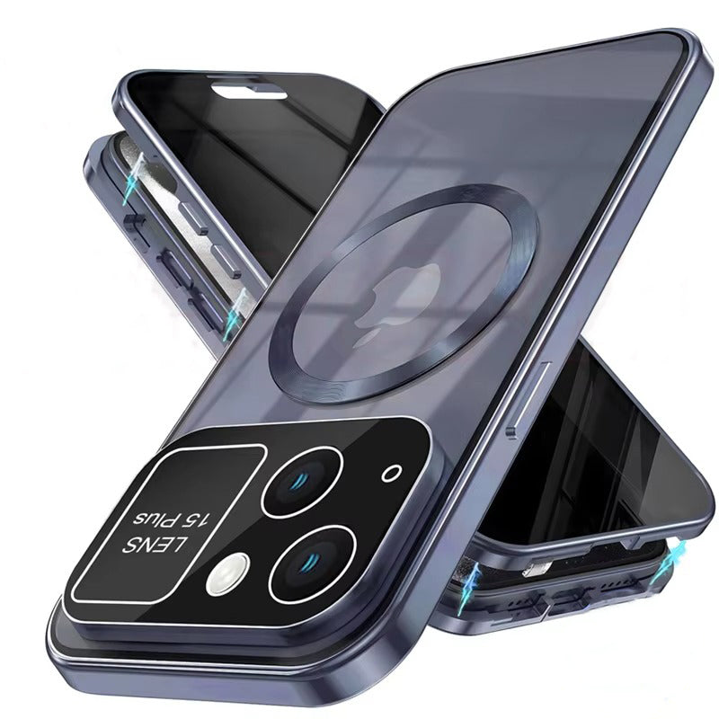 Premium iPhone Case MagSafe Compatible Magnetic Protective Cover Privacy Screen Frosted Glass Back Anti Spy Shockproof Full Protection Ultra Thin Design