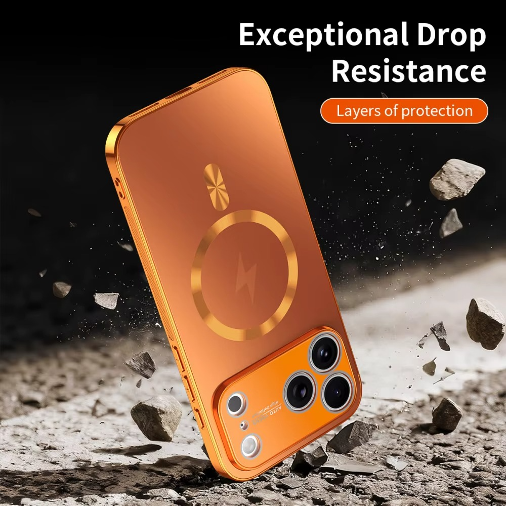 Premium iPhone Case MagSafe Compatible Magnetic Protective Cover Shockproof Aluminum Frame Electroplated Finish Matte Back Raised Camera Lens Protection