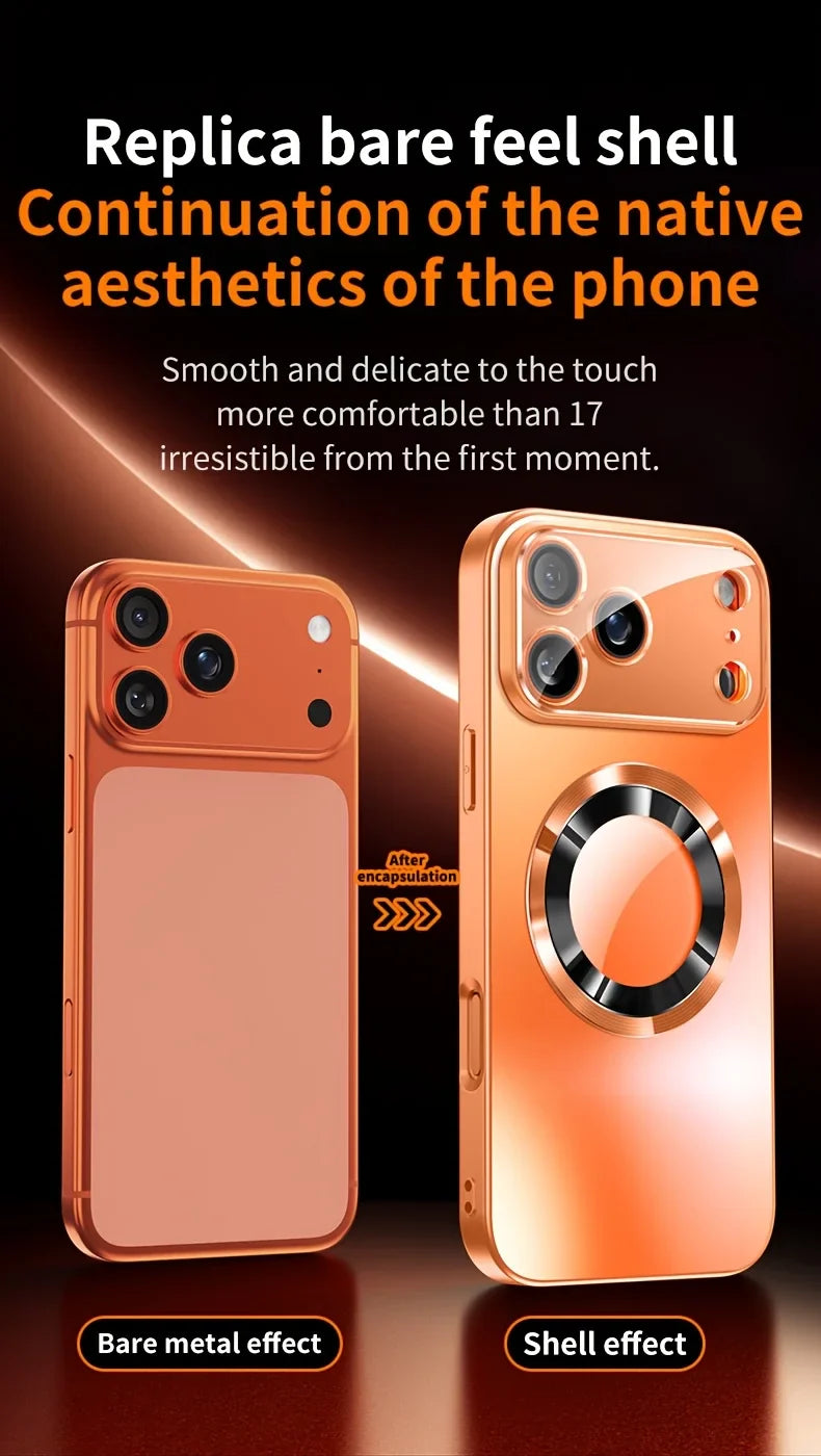 Premium iPhone Case MagSafe Compatible Magnetic Protective Cover Titanium Metallic Matte PC TPU Back Shockproof Camera Lens Protection Ultra Thin Full Protection