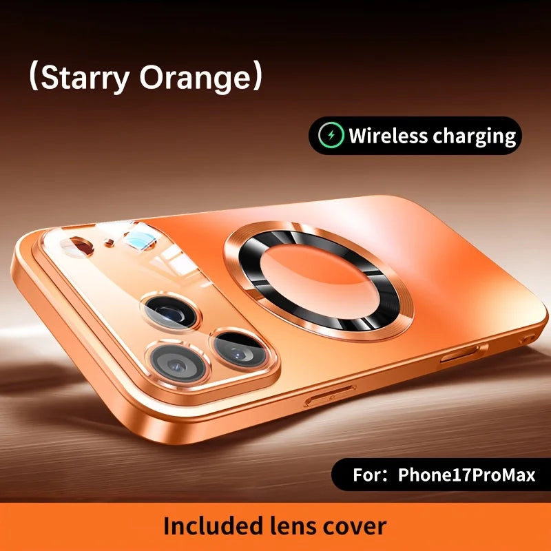 Premium iPhone Case MagSafe Compatible Magnetic Protective Cover Titanium Metallic Matte PC TPU Back Shockproof Camera Lens Protection Ultra Thin Full Protection