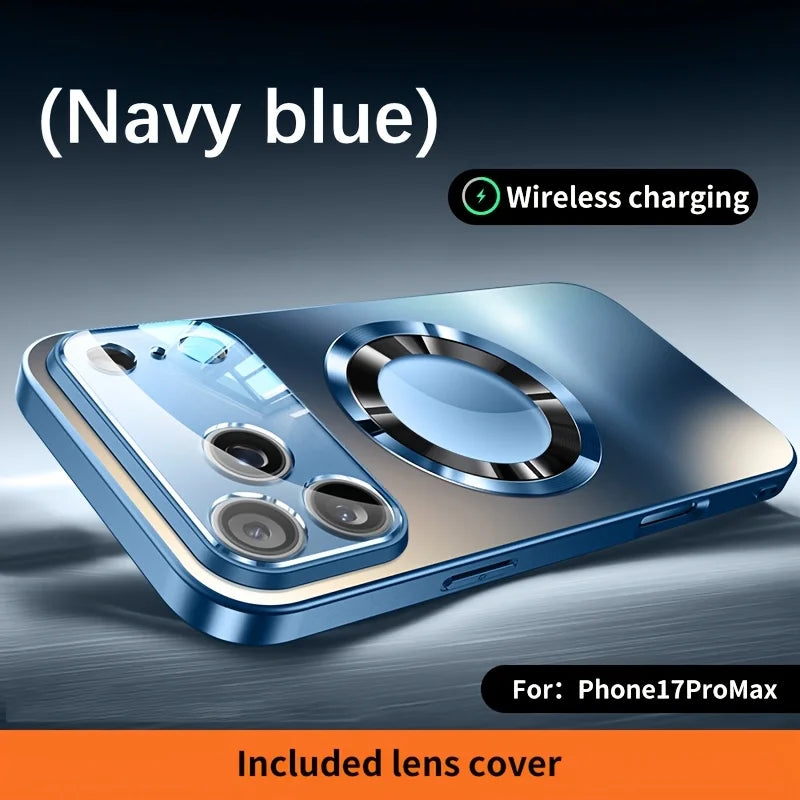 Premium iPhone Case MagSafe Compatible Magnetic Protective Cover Titanium Metallic Matte PC TPU Back Shockproof Camera Lens Protection Ultra Thin Full Protection