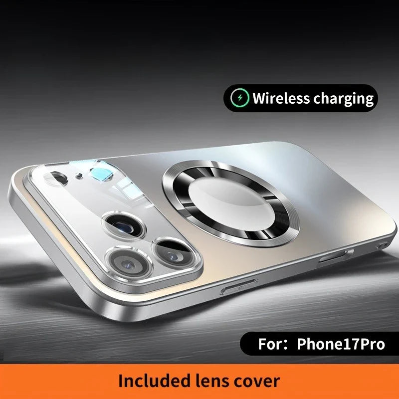 Premium iPhone Case MagSafe Compatible Magnetic Protective Cover Titanium Metallic Matte PC TPU Back Shockproof Camera Lens Protection Ultra Thin Full Protection