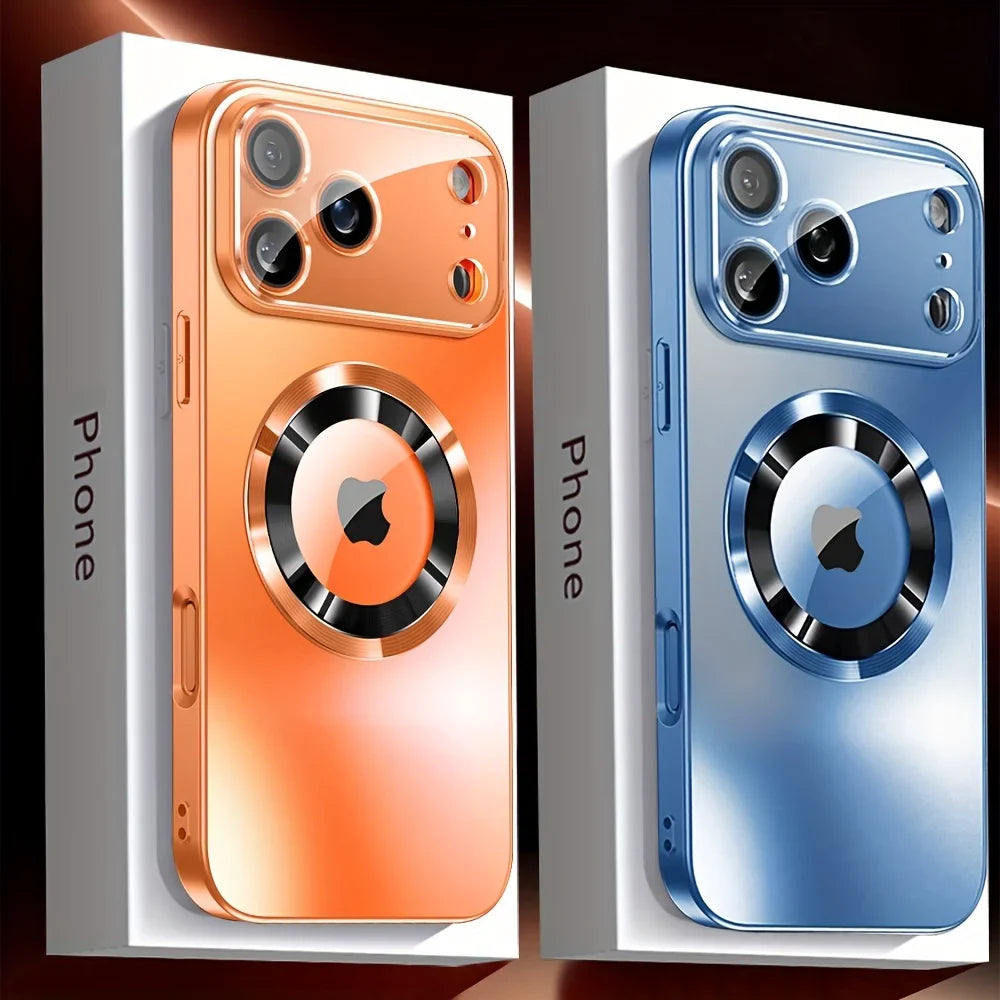 Premium iPhone Case MagSafe Compatible Magnetic Protective Cover Titanium Metallic Matte PC TPU Back Shockproof Camera Lens Protection Ultra Thin Full Protection