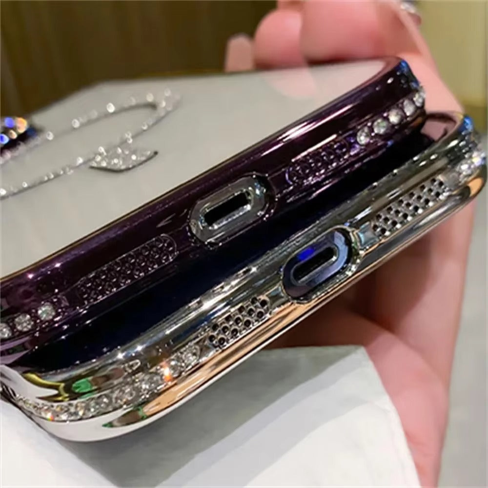 Premium iPhone Case MagSafe Compatible Magnetic Protective Cover Transparent Glitter Diamond Design Shockproof Bumper Camera Lens Protection Ultra Thin Slim
