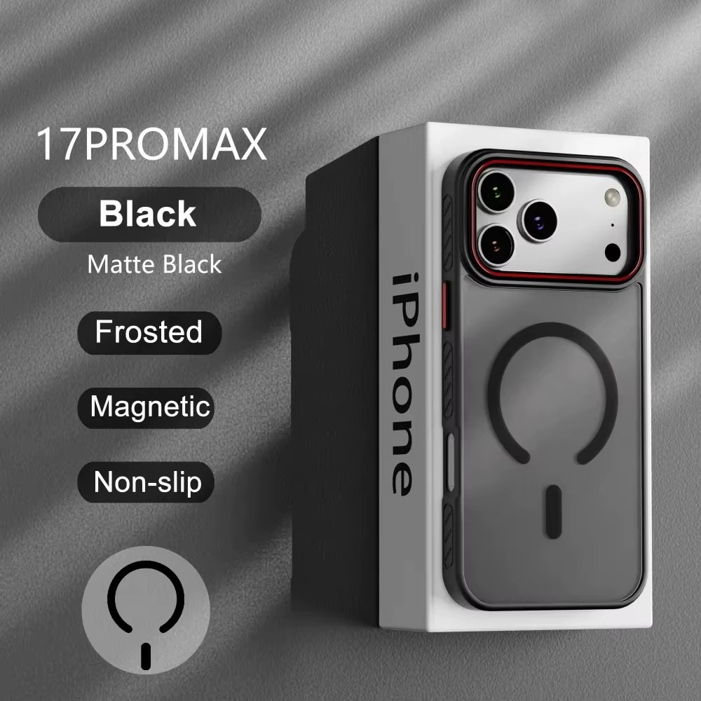 Premium iPhone Case MagSafe Compatible Magnetic Protective Cover Transparent Matte Back Shockproof Frame Raised Camera Lens Protection Slim Design