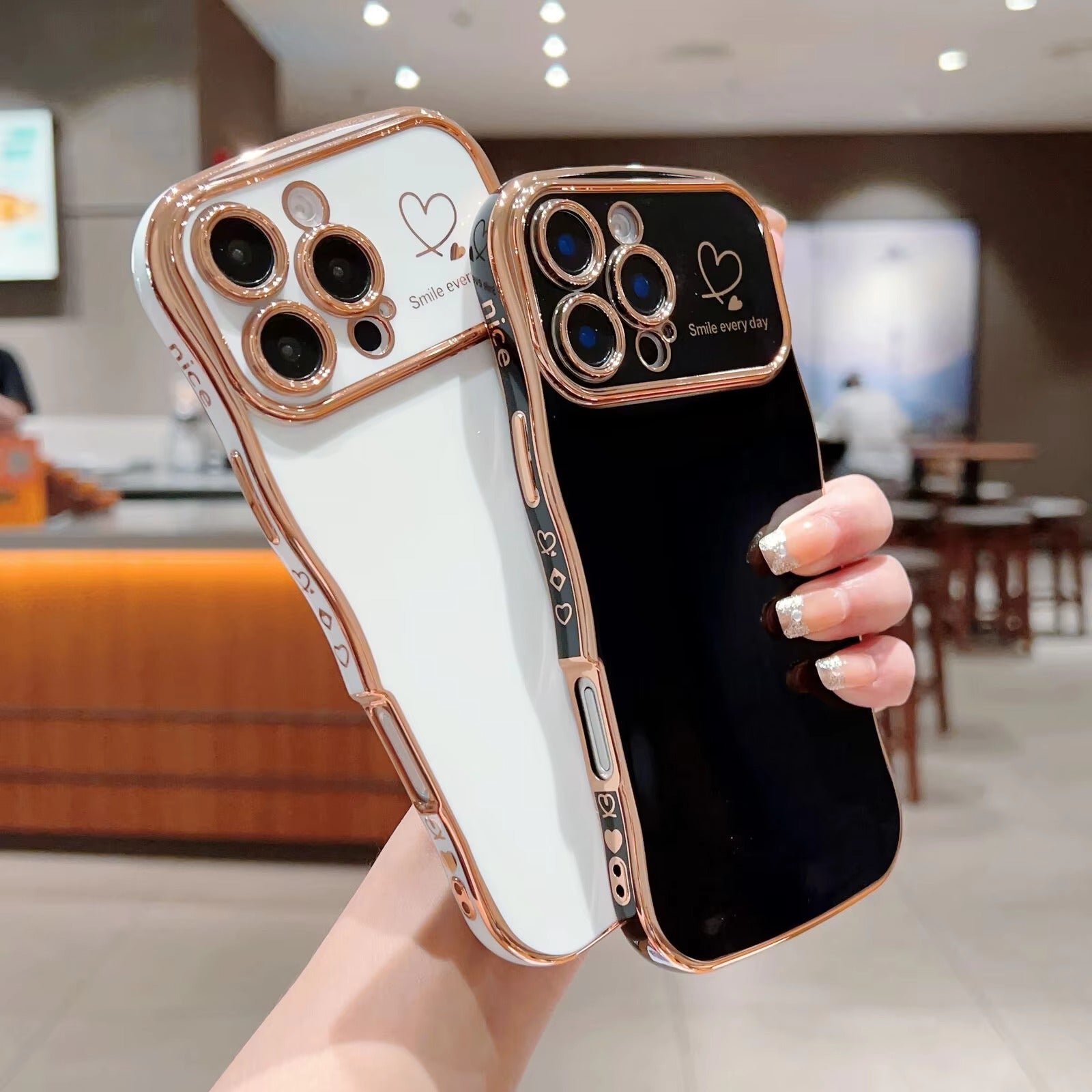 Premium iPhone Case MagSafe Compatible Magnetic Protective Cover Transparent Plating Wave Heart Design Shockproof Camera Lens Protection Ultra Thin Full Protection