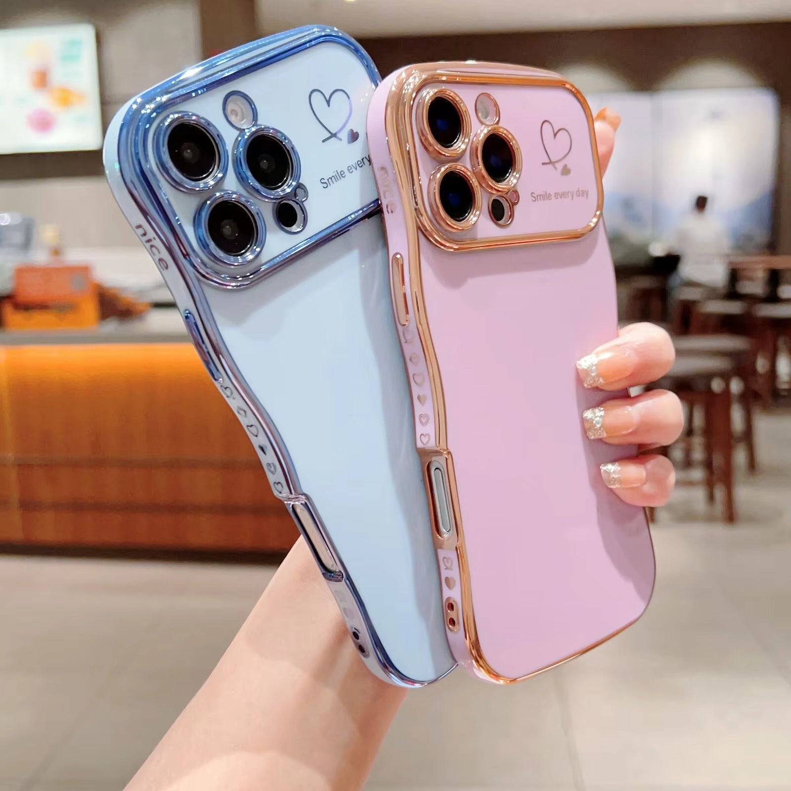 Premium iPhone Case MagSafe Compatible Magnetic Protective Cover Transparent Plating Wave Heart Design Shockproof Camera Lens Protection Ultra Thin Full Protection