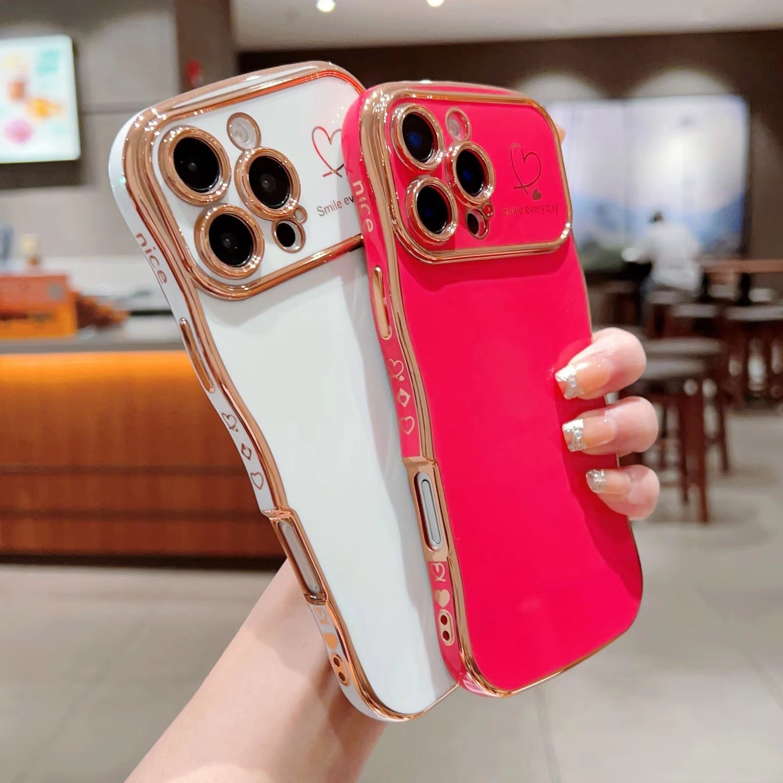 Premium iPhone Case MagSafe Compatible Magnetic Protective Cover Transparent Plating Wave Heart Design Shockproof Camera Lens Protection Ultra Thin Full Protection