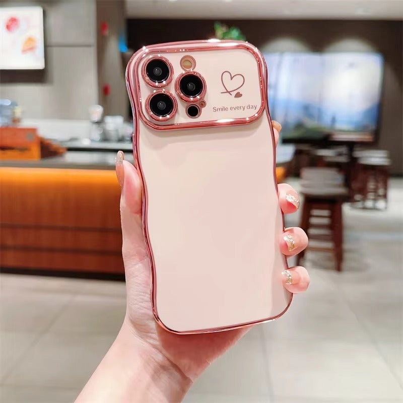 Premium iPhone Case MagSafe Compatible Magnetic Protective Cover Transparent Plating Wave Heart Design Shockproof Camera Lens Protection Ultra Thin Full Protection