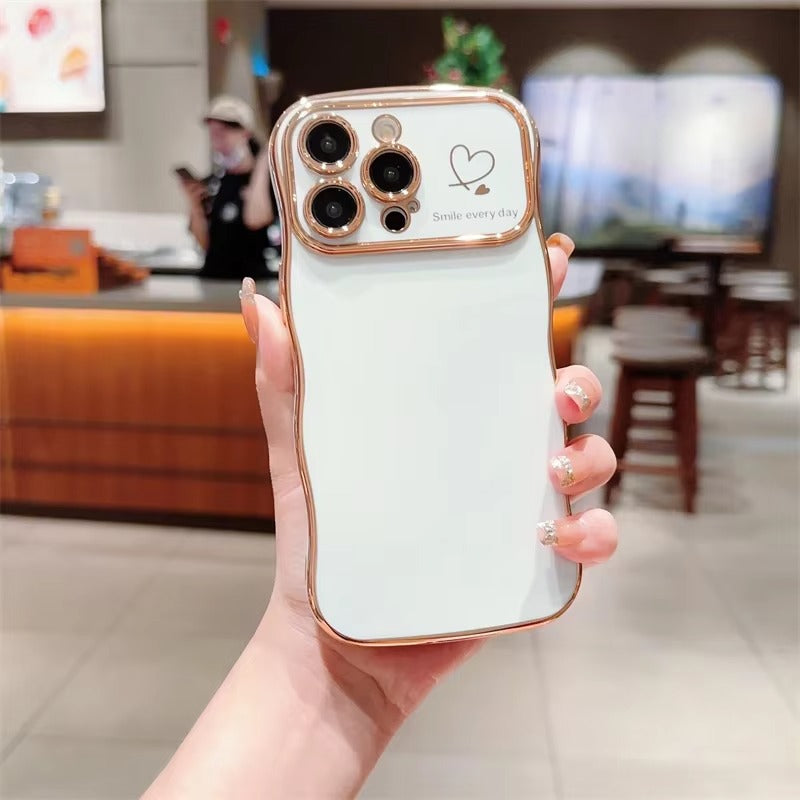 Premium iPhone Case MagSafe Compatible Magnetic Protective Cover Transparent Plating Wave Heart Design Shockproof Camera Lens Protection Ultra Thin Full Protection