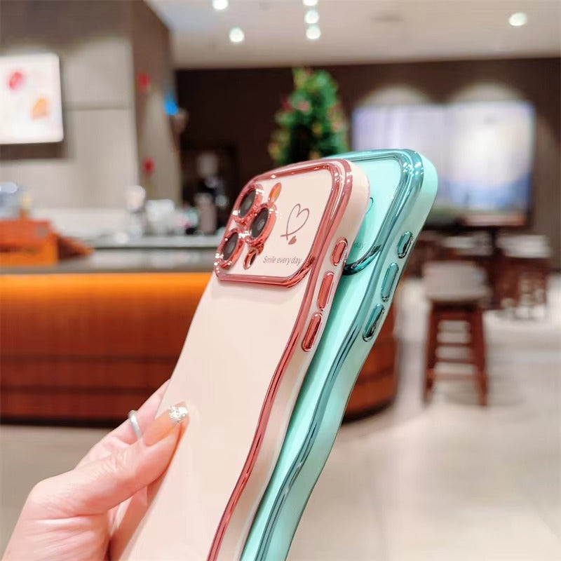 Premium iPhone Case MagSafe Compatible Magnetic Protective Cover Transparent Plating Wave Heart Design Shockproof Camera Lens Protection Ultra Thin Full Protection