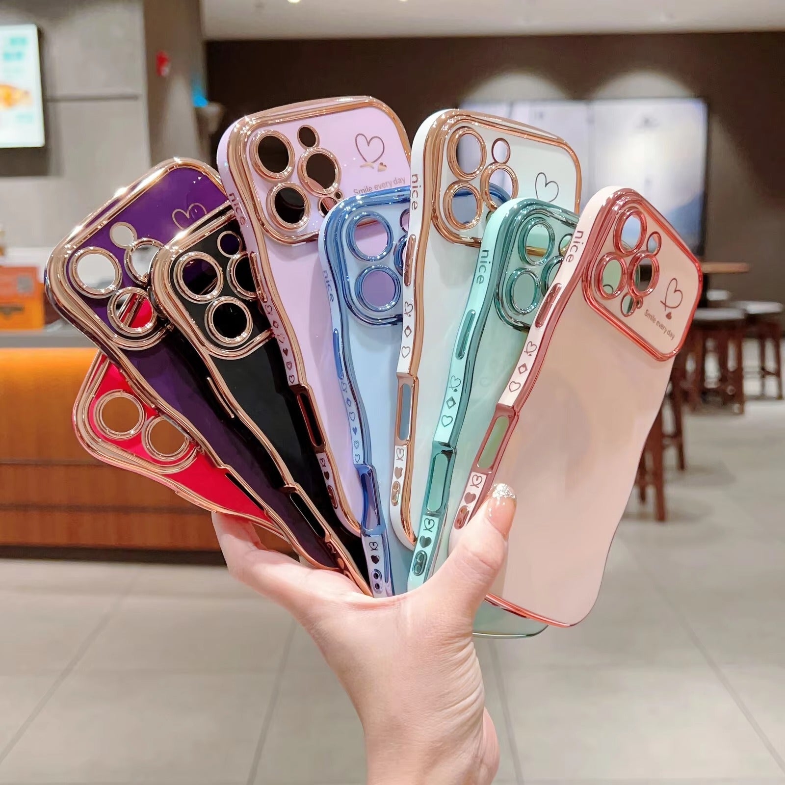 Premium iPhone Case MagSafe Compatible Magnetic Protective Cover Transparent Plating Wave Heart Design Shockproof Camera Lens Protection Ultra Thin Full Protection
