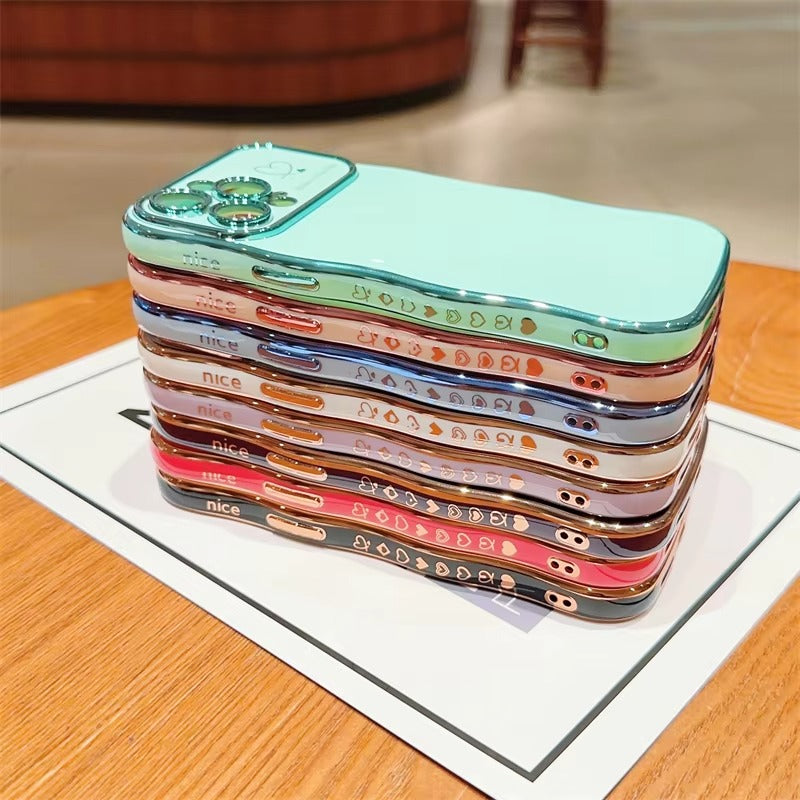 Premium iPhone Case MagSafe Compatible Magnetic Protective Cover Transparent Plating Wave Heart Design Shockproof Camera Lens Protection Ultra Thin Full Protection
