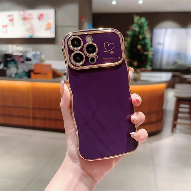 Premium iPhone Case MagSafe Compatible Magnetic Protective Cover Transparent Plating Wave Heart Design Shockproof Camera Lens Protection Ultra Thin Full Protection