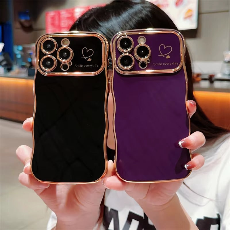 Premium iPhone Case MagSafe Compatible Magnetic Protective Cover Transparent Plating Wave Heart Design Shockproof Camera Lens Protection Ultra Thin Full Protection