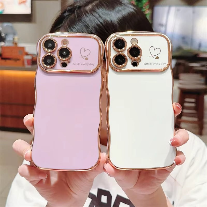 Premium iPhone Case MagSafe Compatible Magnetic Protective Cover Transparent Plating Wave Heart Design Shockproof Camera Lens Protection Ultra Thin Full Protection