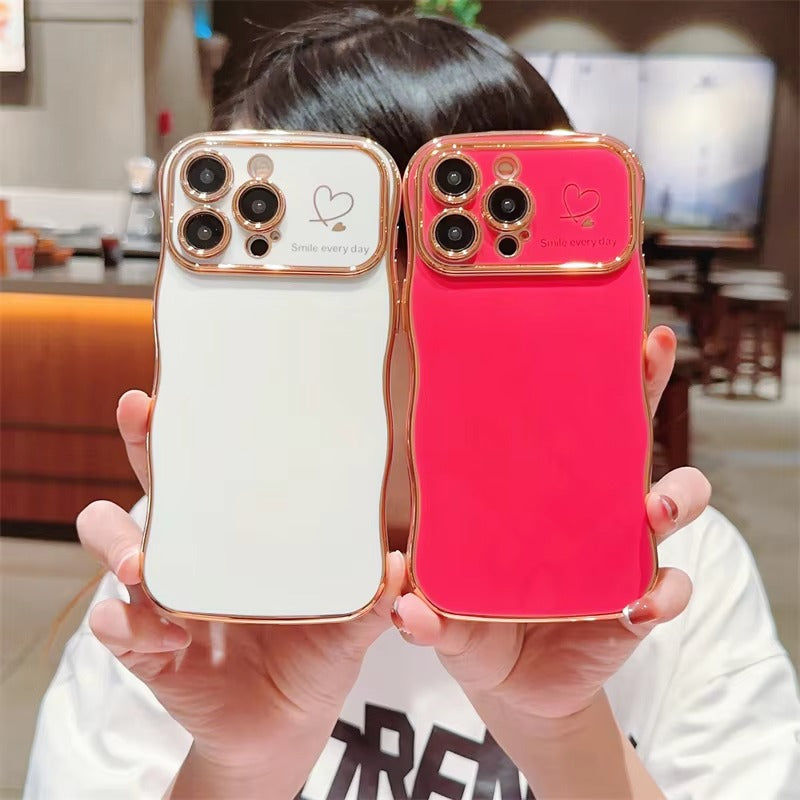 Premium iPhone Case MagSafe Compatible Magnetic Protective Cover Transparent Plating Wave Heart Design Shockproof Camera Lens Protection Ultra Thin Full Protection
