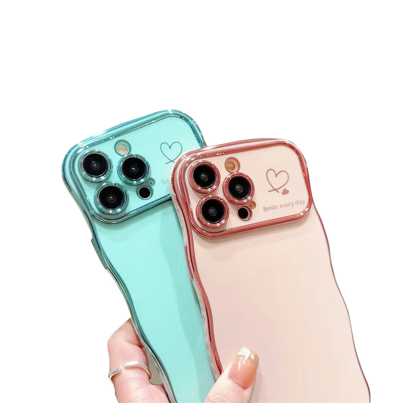 Premium iPhone Case MagSafe Compatible Magnetic Protective Cover Transparent Plating Wave Heart Design Shockproof Camera Lens Protection Ultra Thin Full Protection
