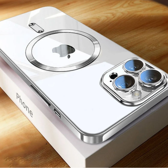Premium iPhone Case MagSafe Compatible Magnetic Protective Cover Ultra Thin Transparent Hard PC Back Silicone Bumper Shockproof Scratch Resistant Slim Design