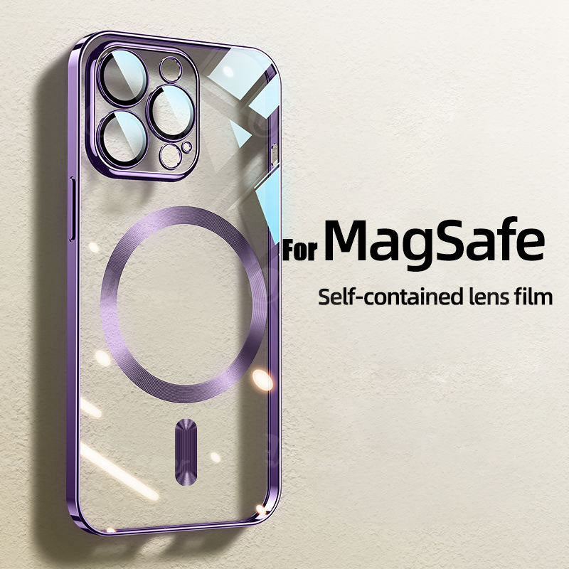 Premium iPhone Case MagSafe Compatible Magnetic Protective Cover Ultra Thin Transparent Hard PC Back Silicone Bumper Shockproof Scratch Resistant Slim Design