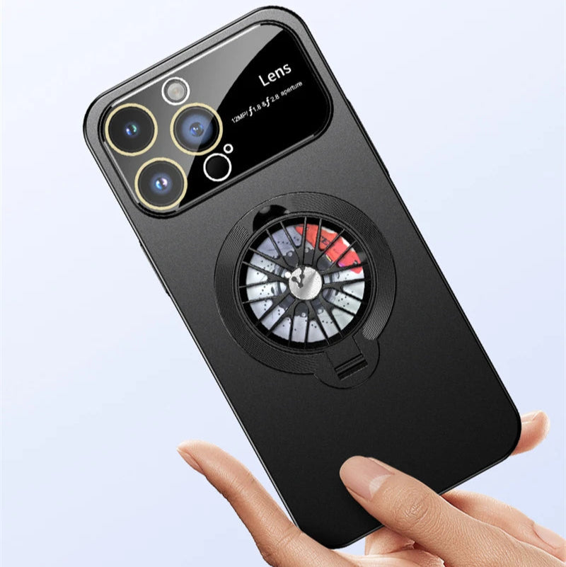 Premium iPhone Case MagSafe Compatible Magnetic Rotating Ring Stand Shockproof Protective Cover Foldable Kickstand Camera Lens Protection Slim Design
