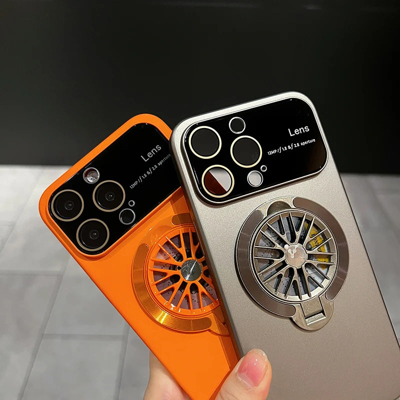 Premium iPhone Case MagSafe Compatible Magnetic Rotating Ring Stand Shockproof Protective Cover Foldable Kickstand Camera Lens Protection Slim Design