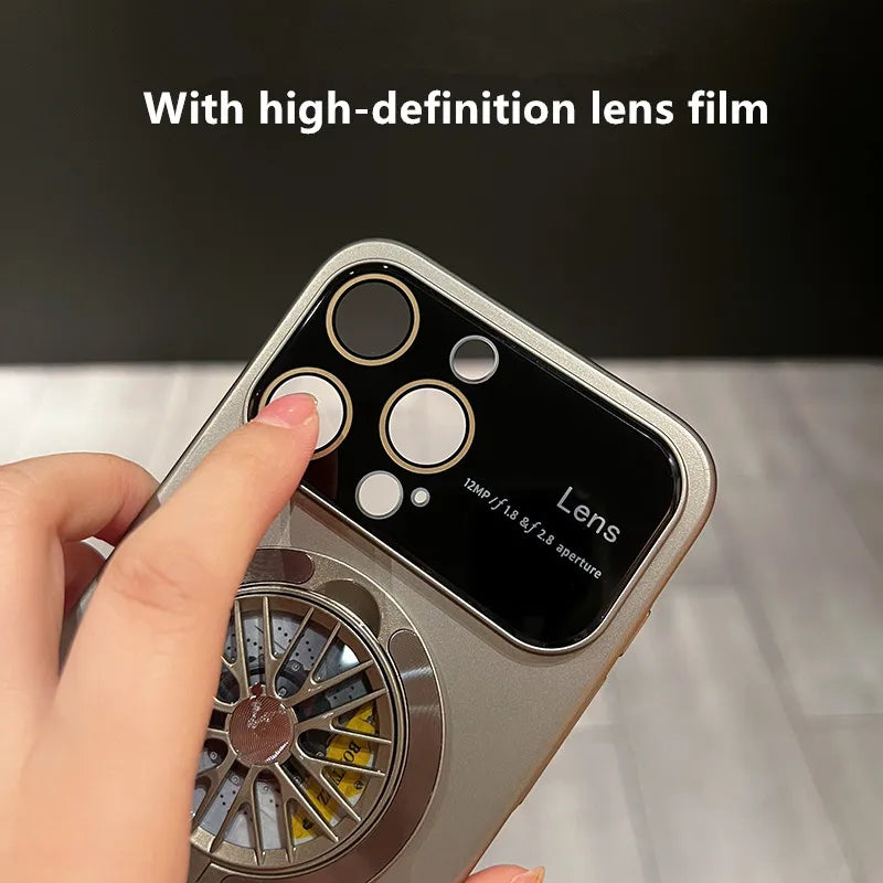 Premium iPhone Case MagSafe Compatible Magnetic Rotating Ring Stand Shockproof Protective Cover Foldable Kickstand Camera Lens Protection Slim Design