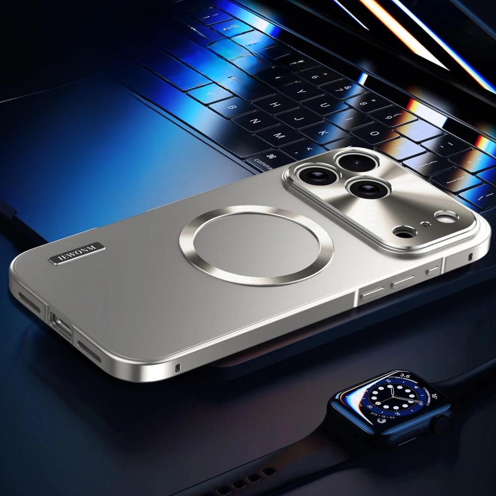 Premium iPhone Case MagSafe Compatible Magnetic Shockproof Cover Camera Lens Protection Ultra Thin Aluminum Frame Frosted Matte Back Full Protection