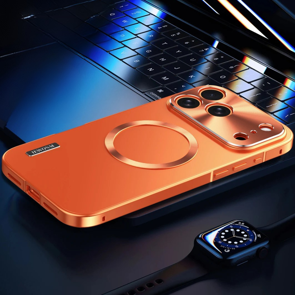 Premium iPhone Case MagSafe Compatible Magnetic Shockproof Cover Camera Lens Protection Ultra Thin Aluminum Frame Frosted Matte Back Full Protection