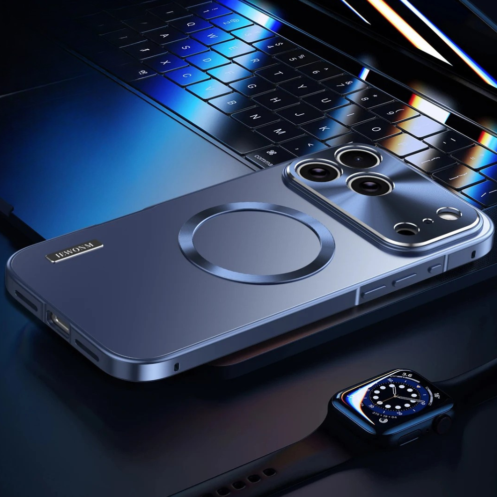Premium iPhone Case MagSafe Compatible Magnetic Shockproof Cover Camera Lens Protection Ultra Thin Aluminum Frame Frosted Matte Back Full Protection