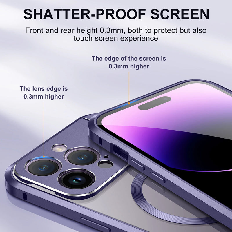 Premium iPhone Case MagSafe Compatible Magnetic Shockproof Protective Cover Metal Stand Camera Lens Protection Aromatherapy Slot Slim Design