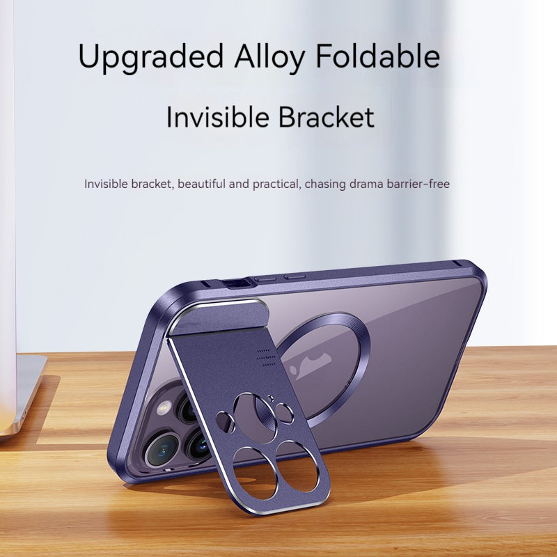 Premium iPhone Case MagSafe Compatible Magnetic Shockproof Protective Cover Metal Stand Camera Lens Protection Aromatherapy Slot Slim Design