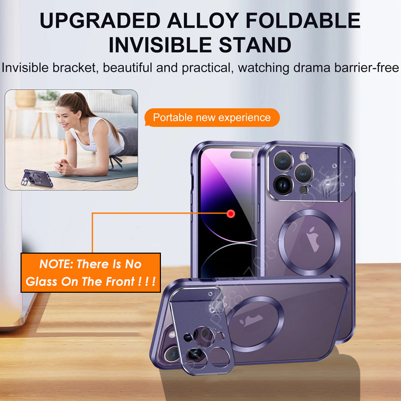 Premium iPhone Case MagSafe Compatible Magnetic Shockproof Protective Cover Metal Stand Camera Lens Protection Aromatherapy Slot Slim Design