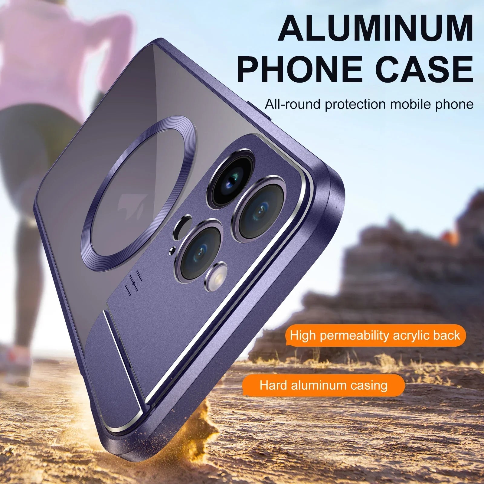 Premium iPhone Case MagSafe Compatible Magnetic Shockproof Protective Cover Metal Stand Camera Lens Protection Aromatherapy Slot Slim Design