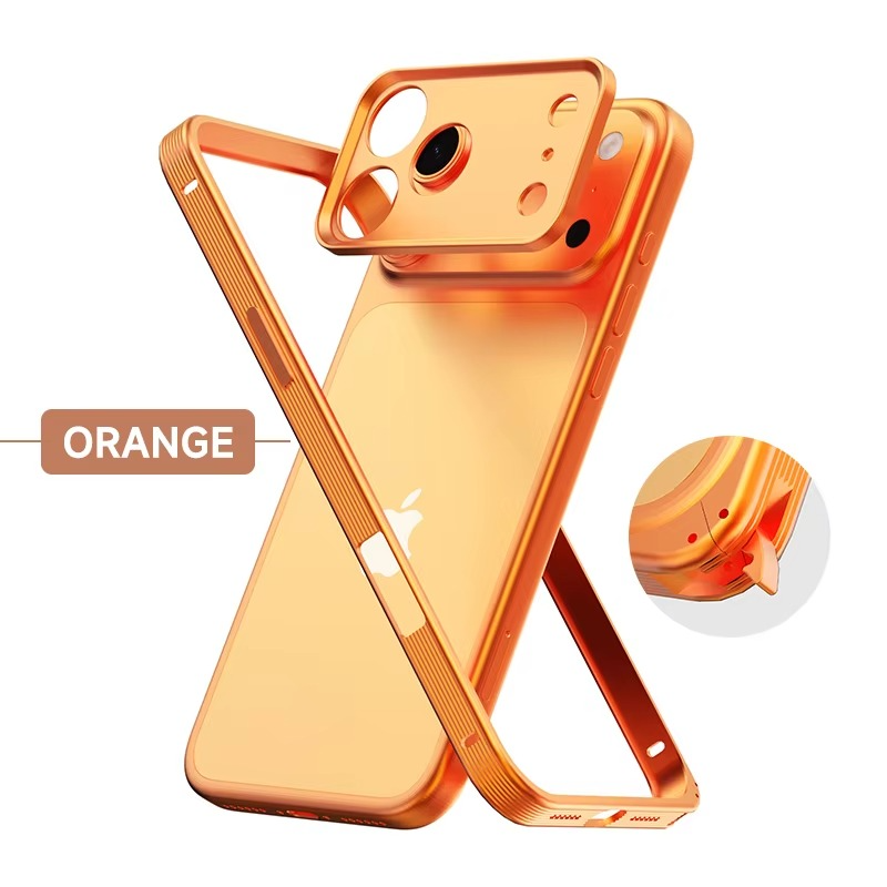 Premium iPhone Case MagSafe Compatible Protective Cover Metal Frame Heat Dissipation Design Anti Slip Grip Shockproof Camera Lens Protection Slim Structure